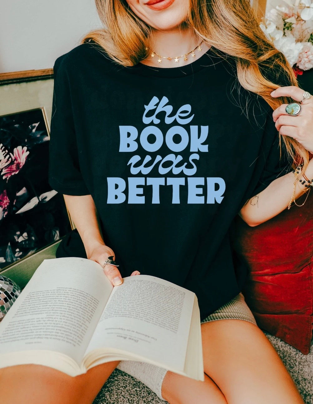 The Book Was Better light blue ink - screen print transfer (M2) HOT PEEL