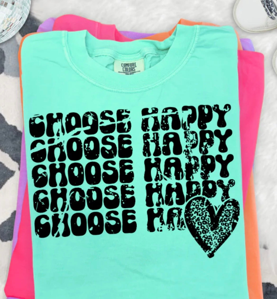 Choose Happy- screen print transfer (N4) HOT PEEL
