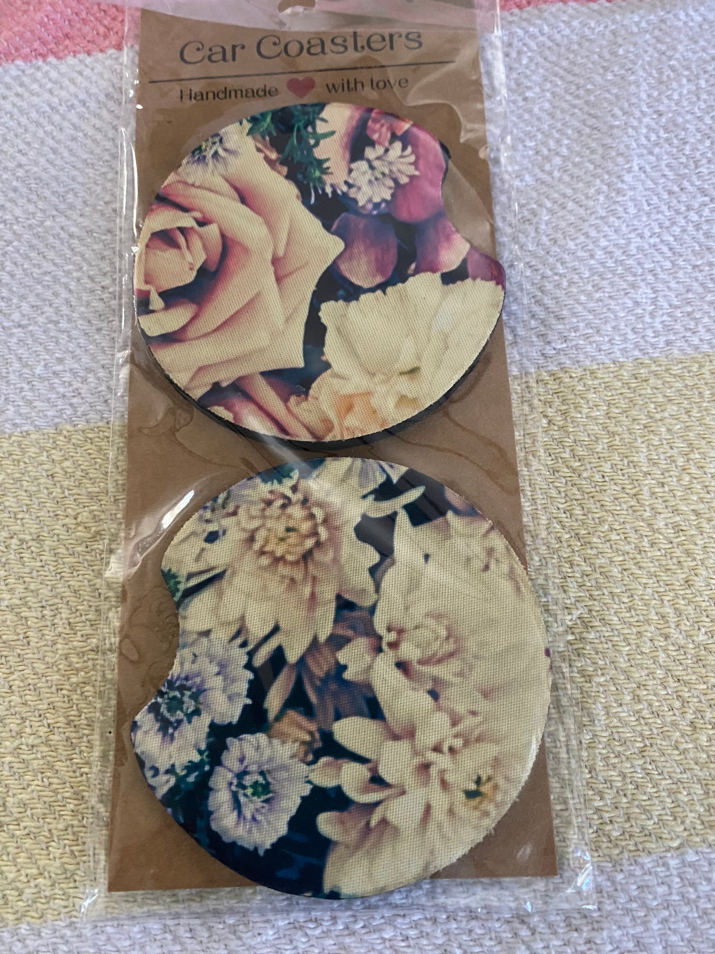 Vintage looking Flowers - Neoprene Car Coasters