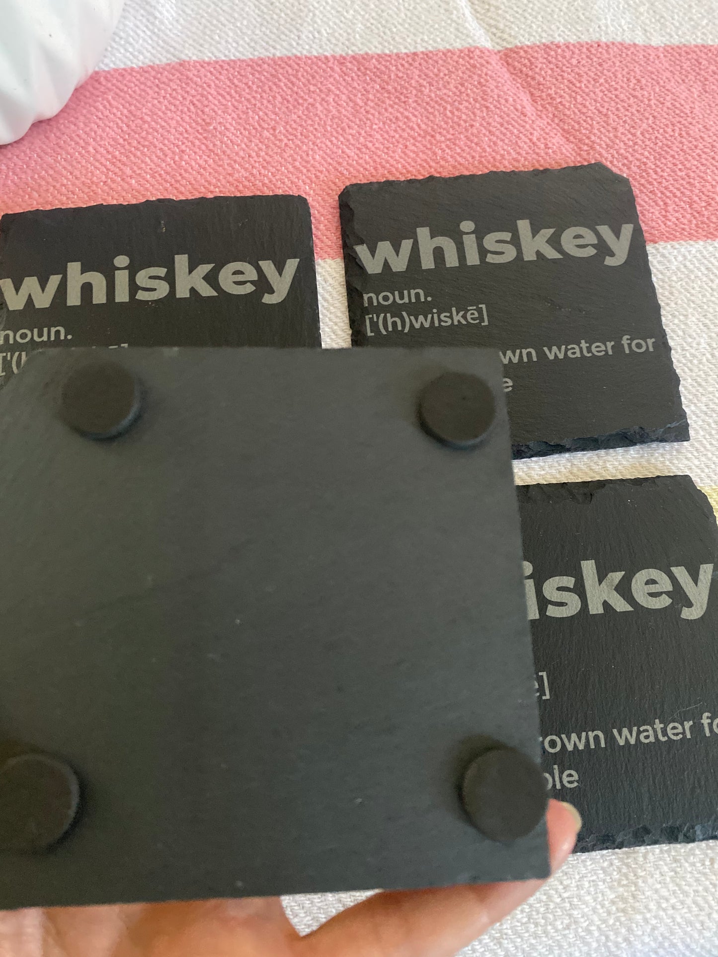 Whiskey Definition Slate Rock Coasters Set of 4