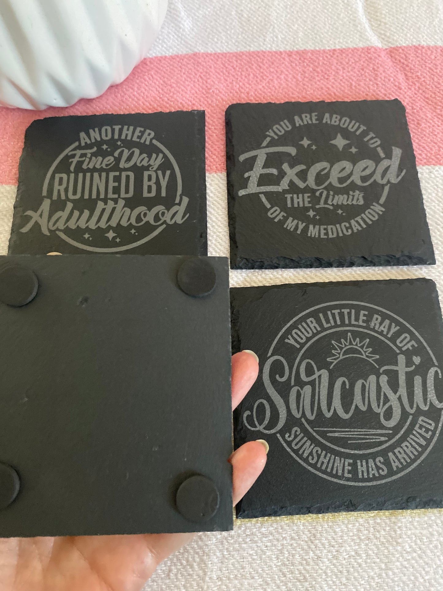 Circle Sarcasm Bundle 1- Slate Rock Coasters Set of 4