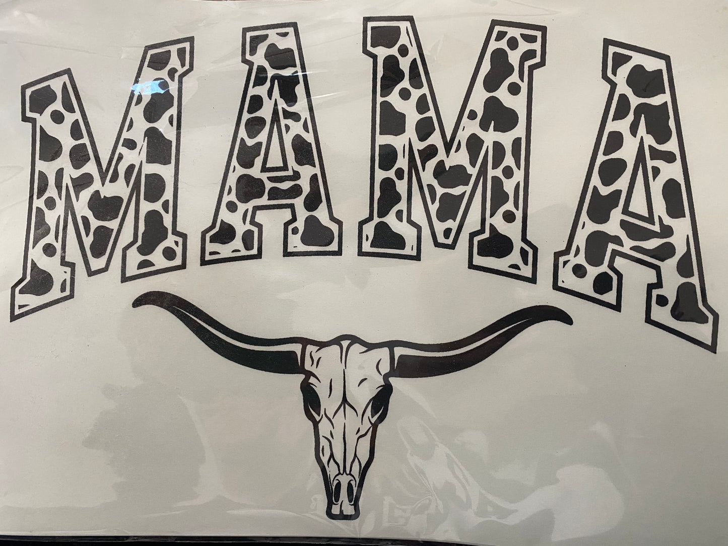 Western Skull MAMA screen print transfer (C2) HOT PEEL