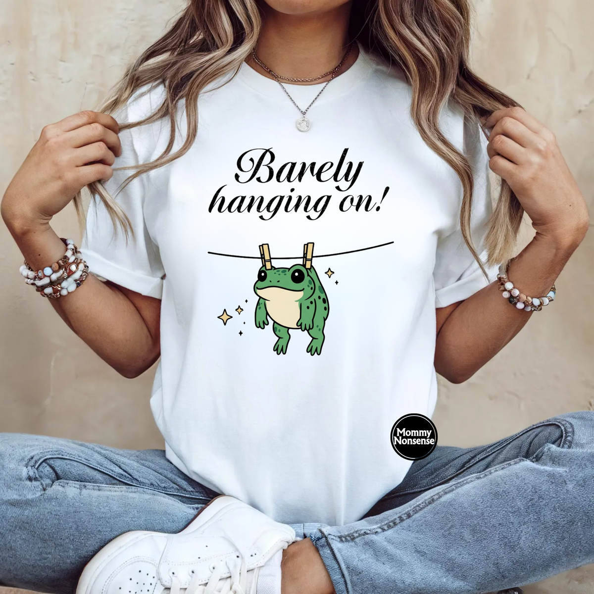 Barely Hanging on Frog- DTF TRANSFER (L988) DTF Transfer