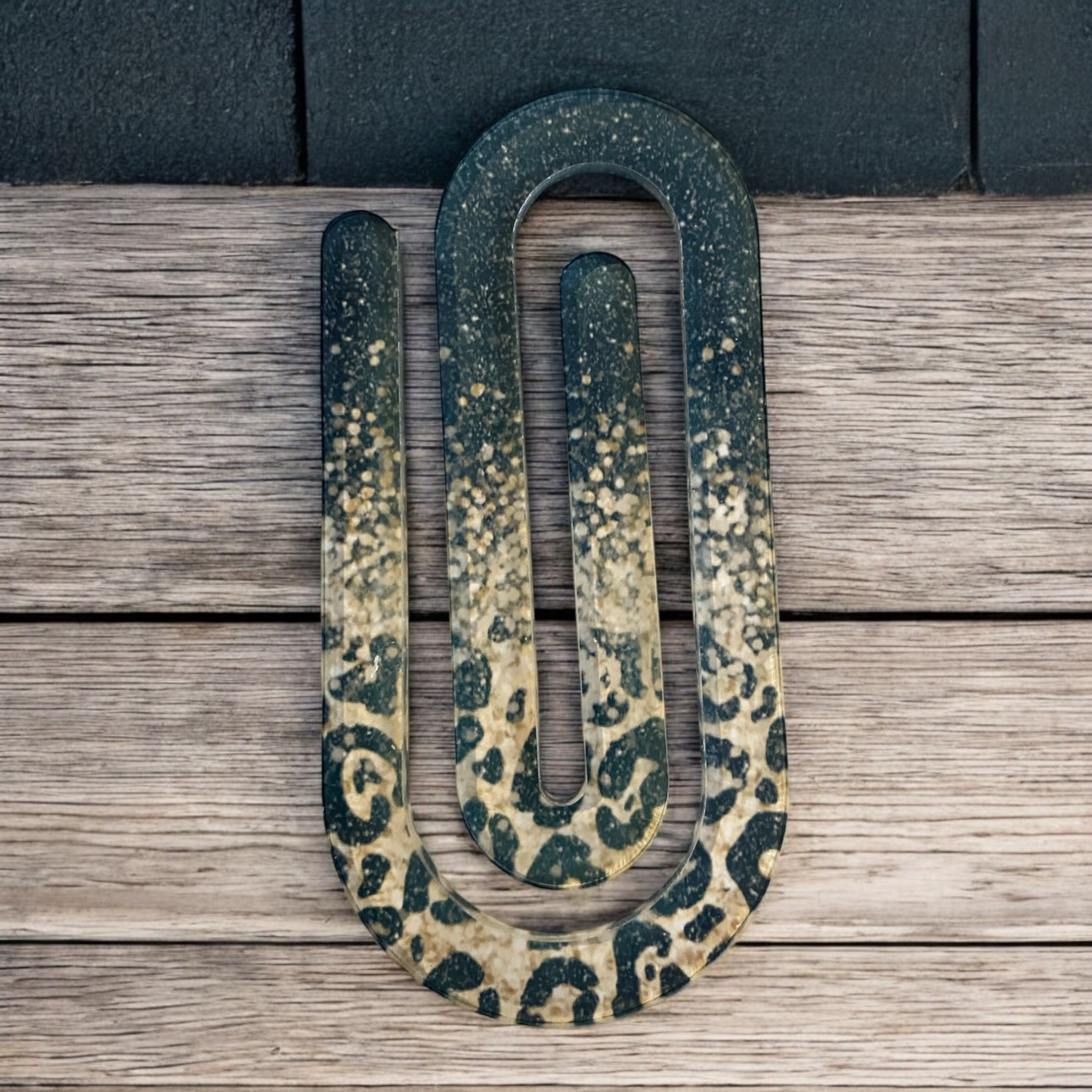 Black and Gold Glitter Animal Print Jumbo Acrylic Paper Clip