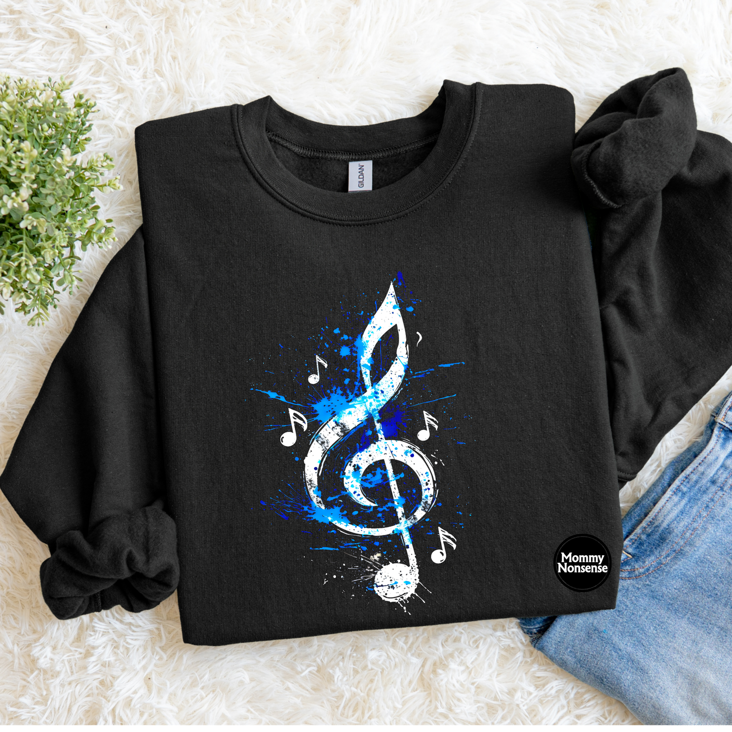 Blue paint splatter music note- DTF TRANSFER (K50) DTF Transfer