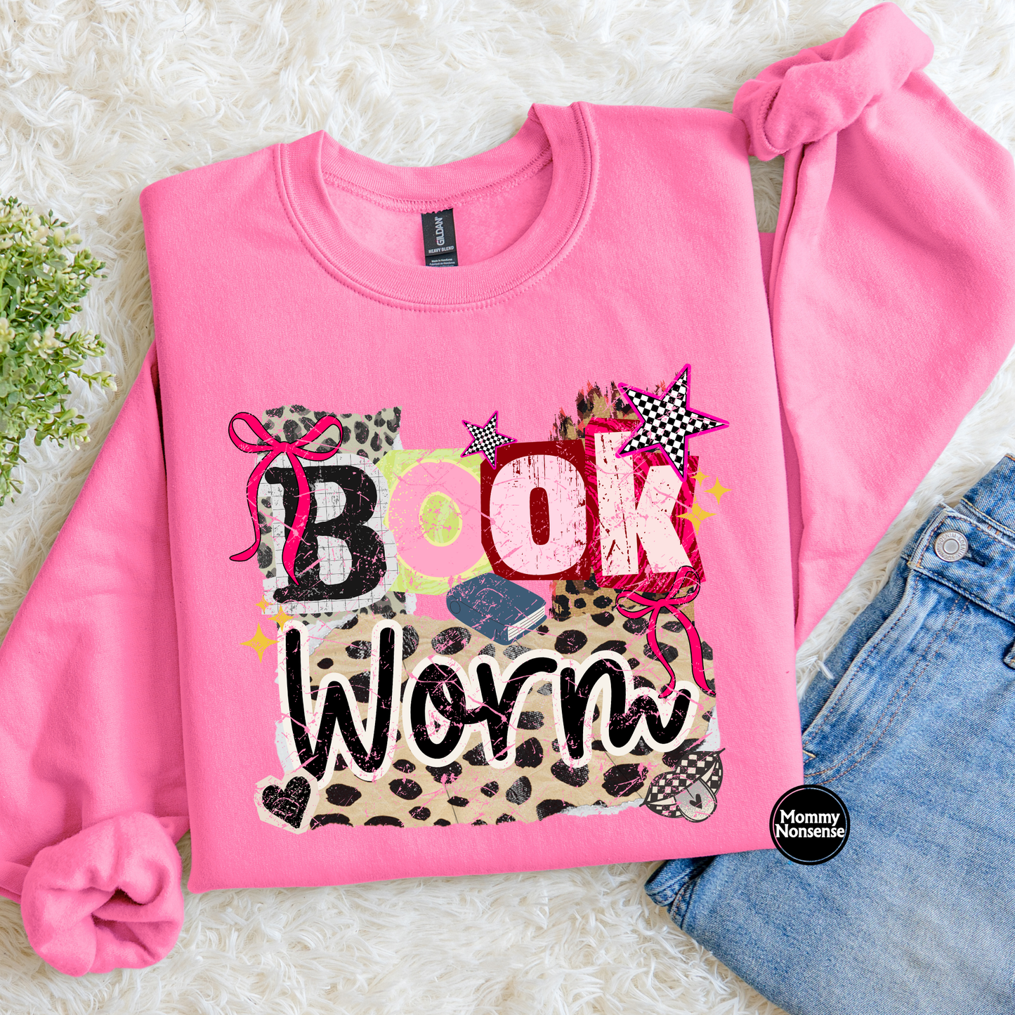 Book Worm distressed - DTF TRANSFER (L358) DTF Transfer