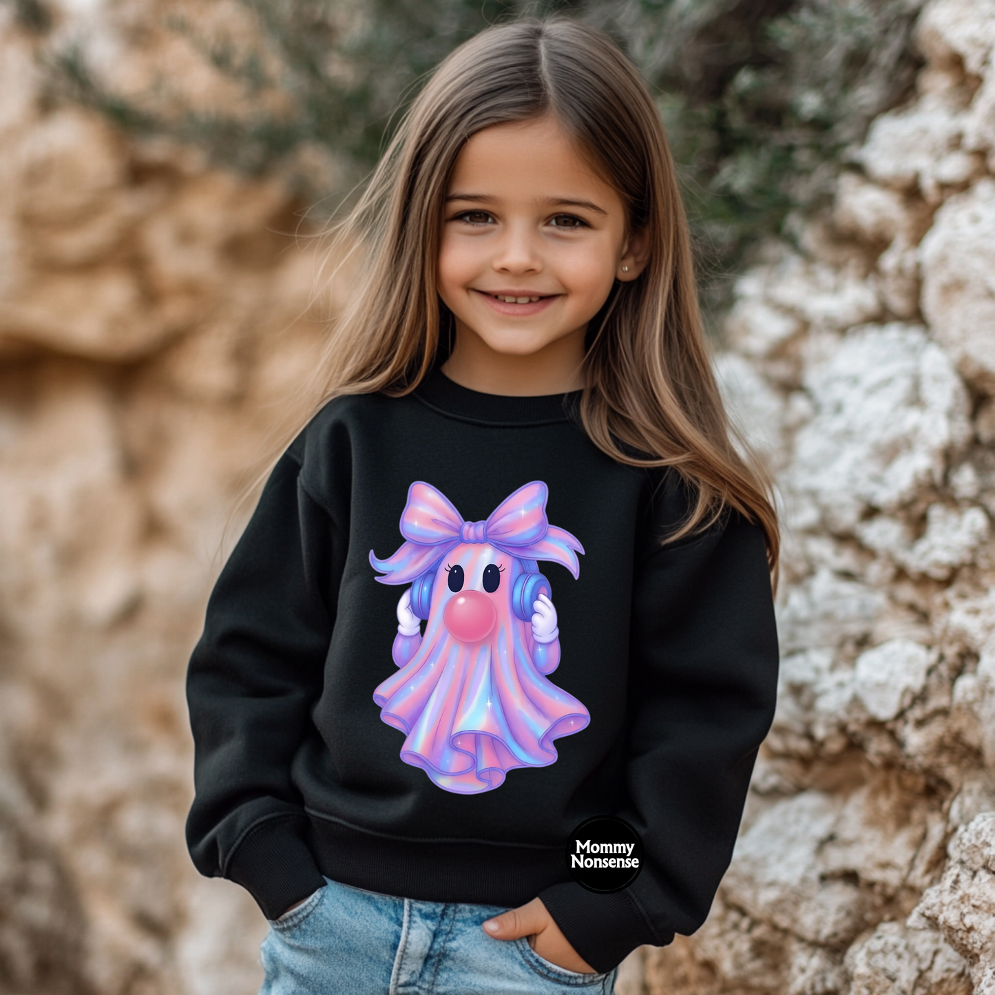 Ghost with bubblegum and headphones- DTF TRANSFER (Z62)