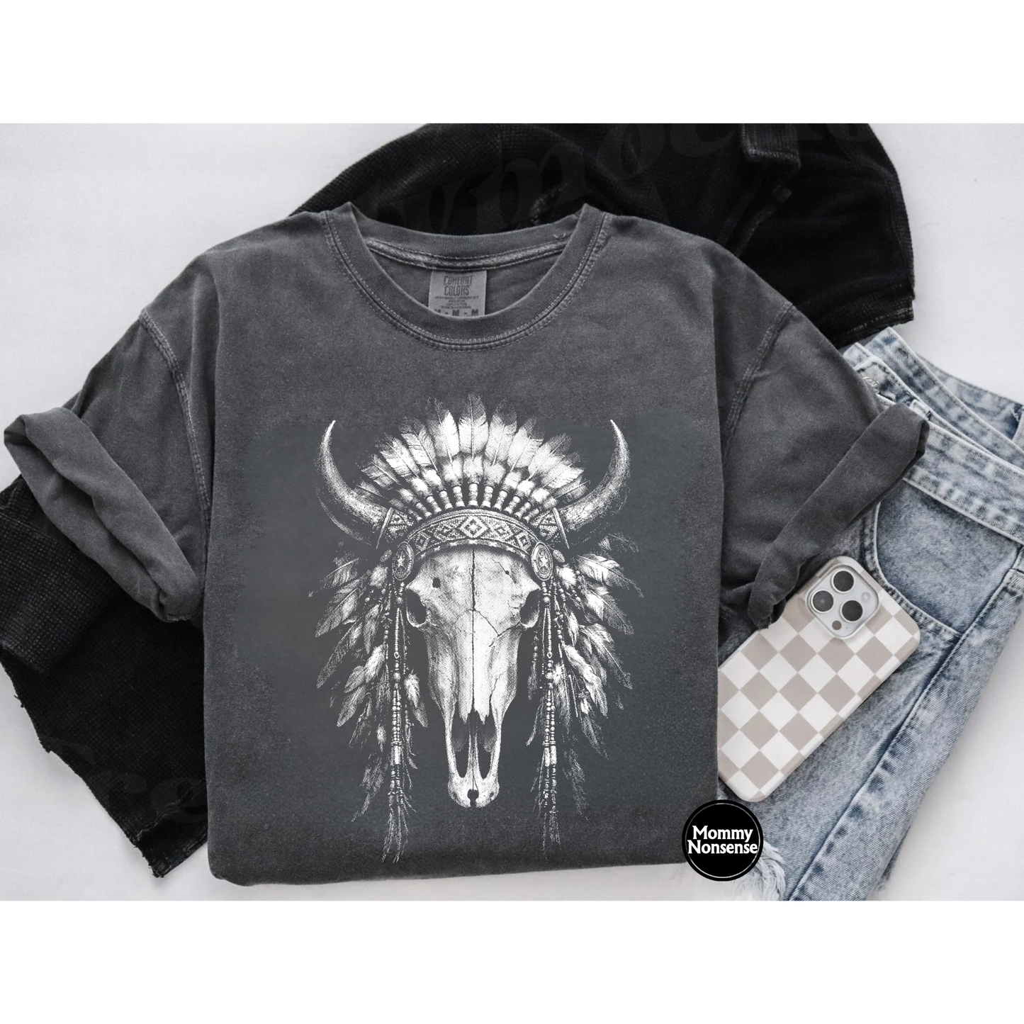 Skull Indian head (half-tone)- DTF TRANSFER (L679) DTF Transfer