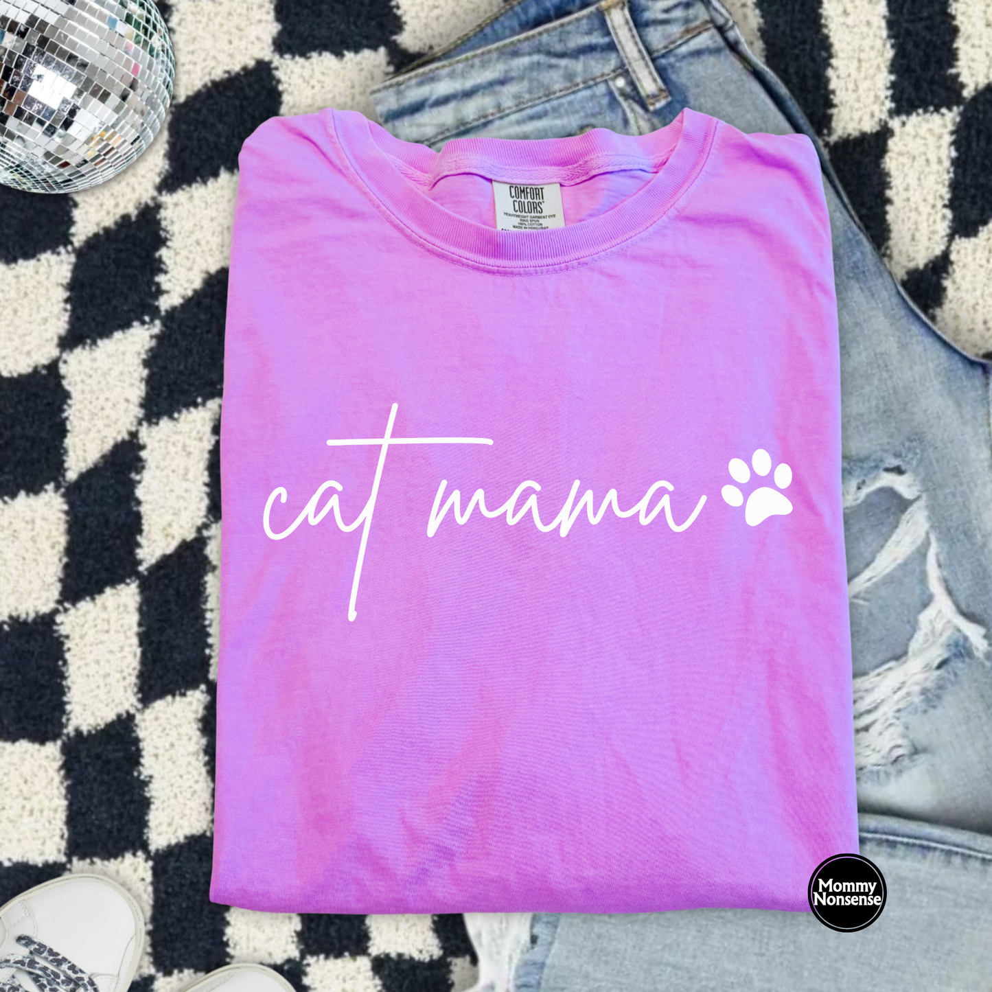 Cat Mama (wht)- DTF TRANSFER (L455) DTF Transfer