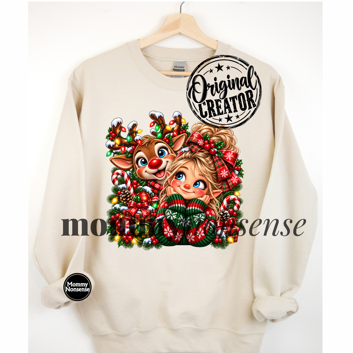 Christmas Elf with Reindeer Digital Download