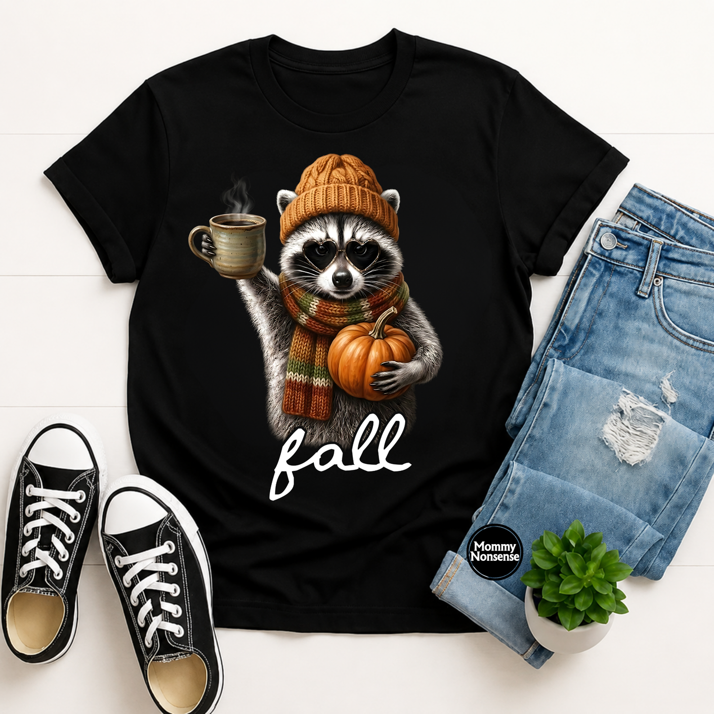 Fall Raccoon wht- DTF TRANSFER (L825) DTF Transfer