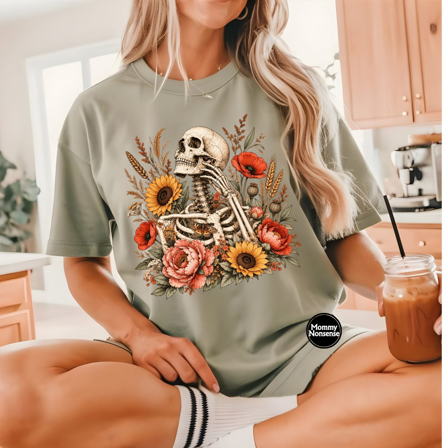 Fall Floral Skelly- DTF TRANSFER (L943) DTF Transfer
