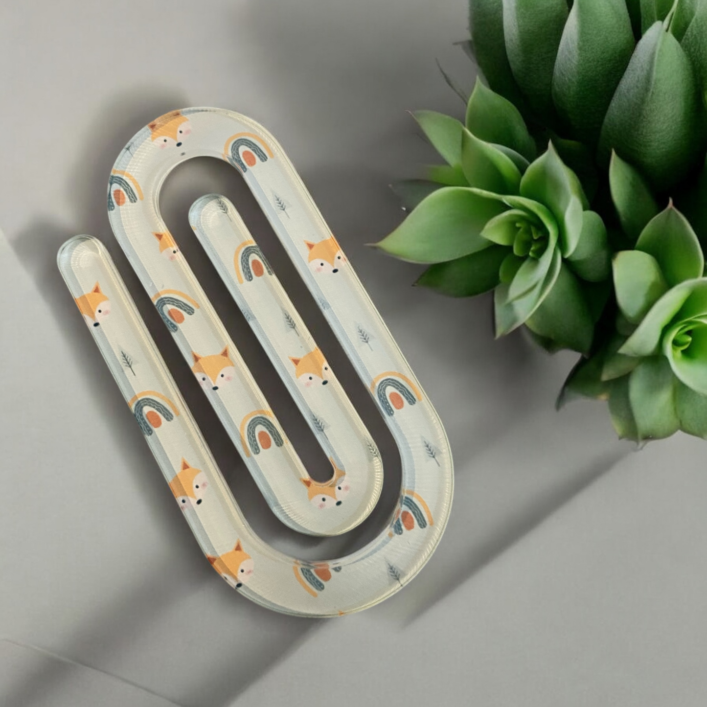 Foxes and Rainbows Jumbo Acrylic Paper Clip