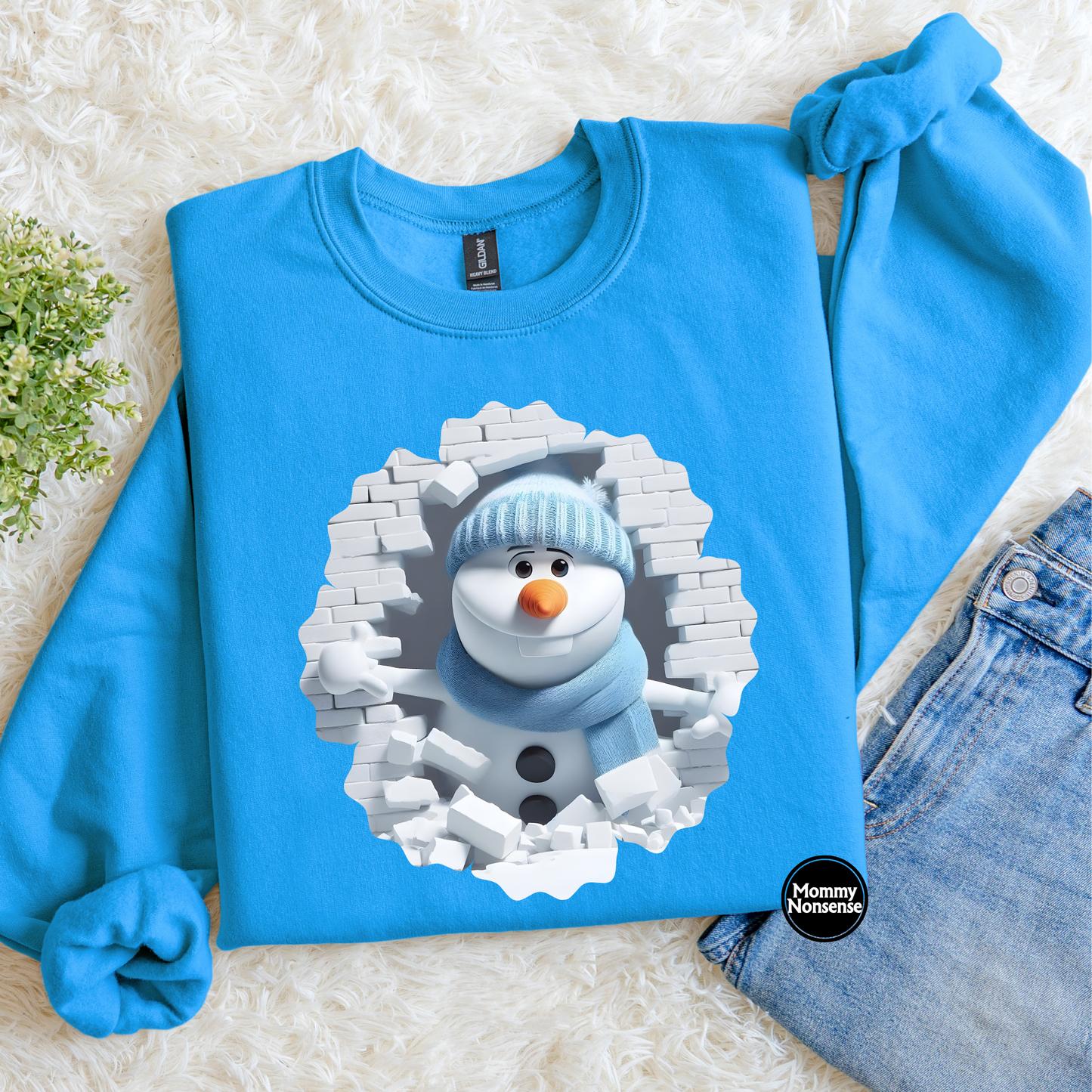 Snowman In Bricks- DTF TRANSFER (L110) DTF Transfer
