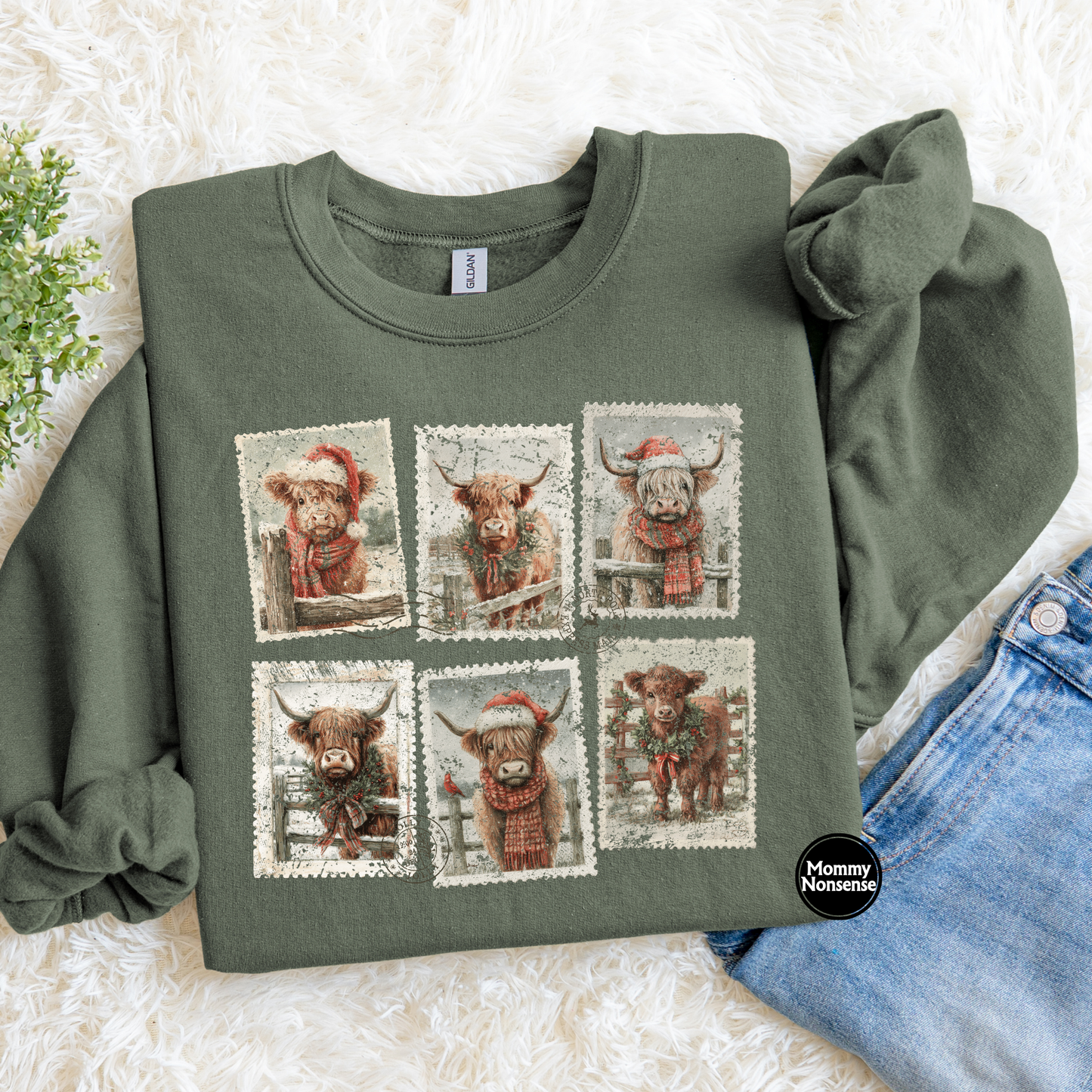 Highland Cow Stamps Christmas- DTF TRANSFER (L104) DTF Transfer