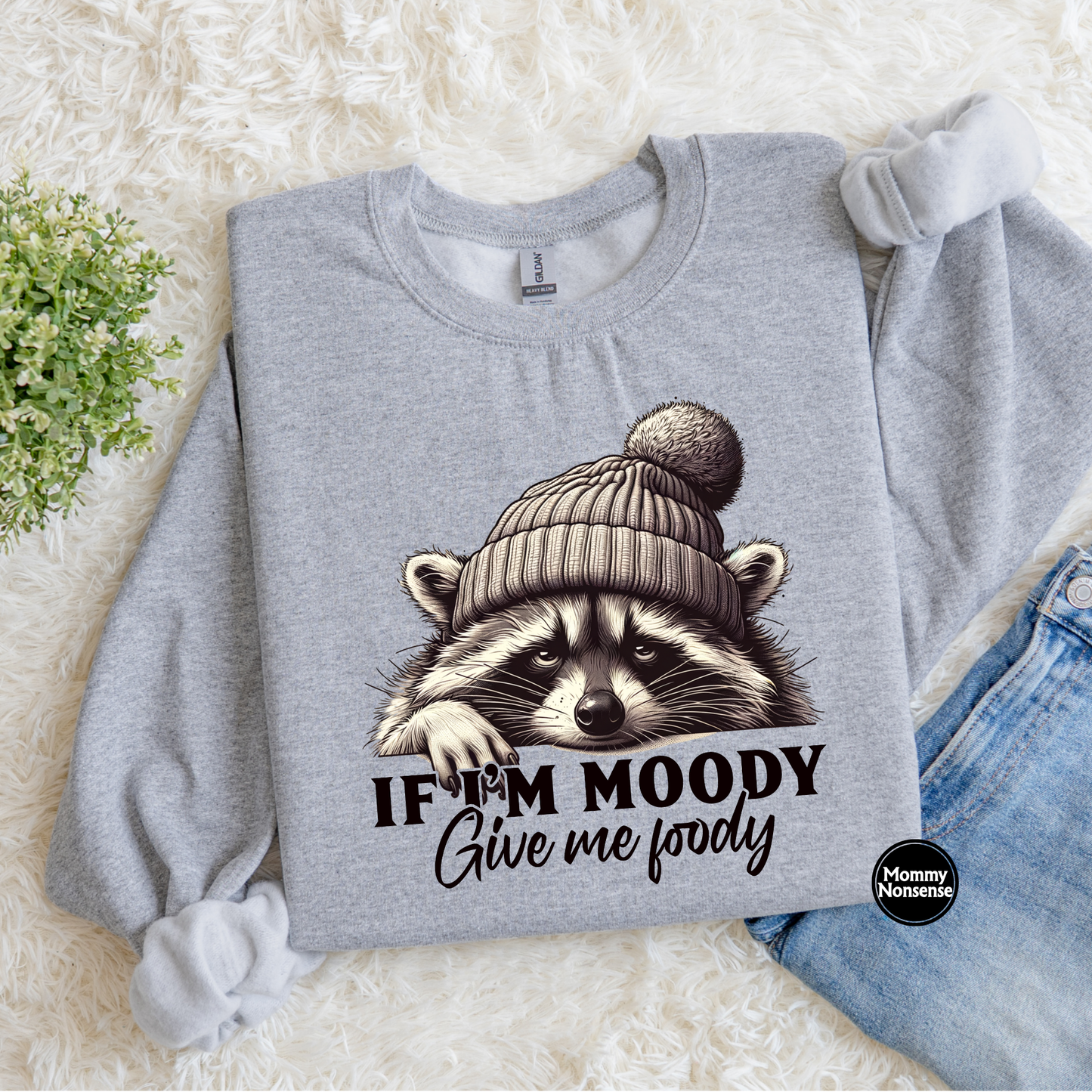 If I'm Moody Give Me Foody racoon - DTF TRANSFER (L193) DTF Transfer
