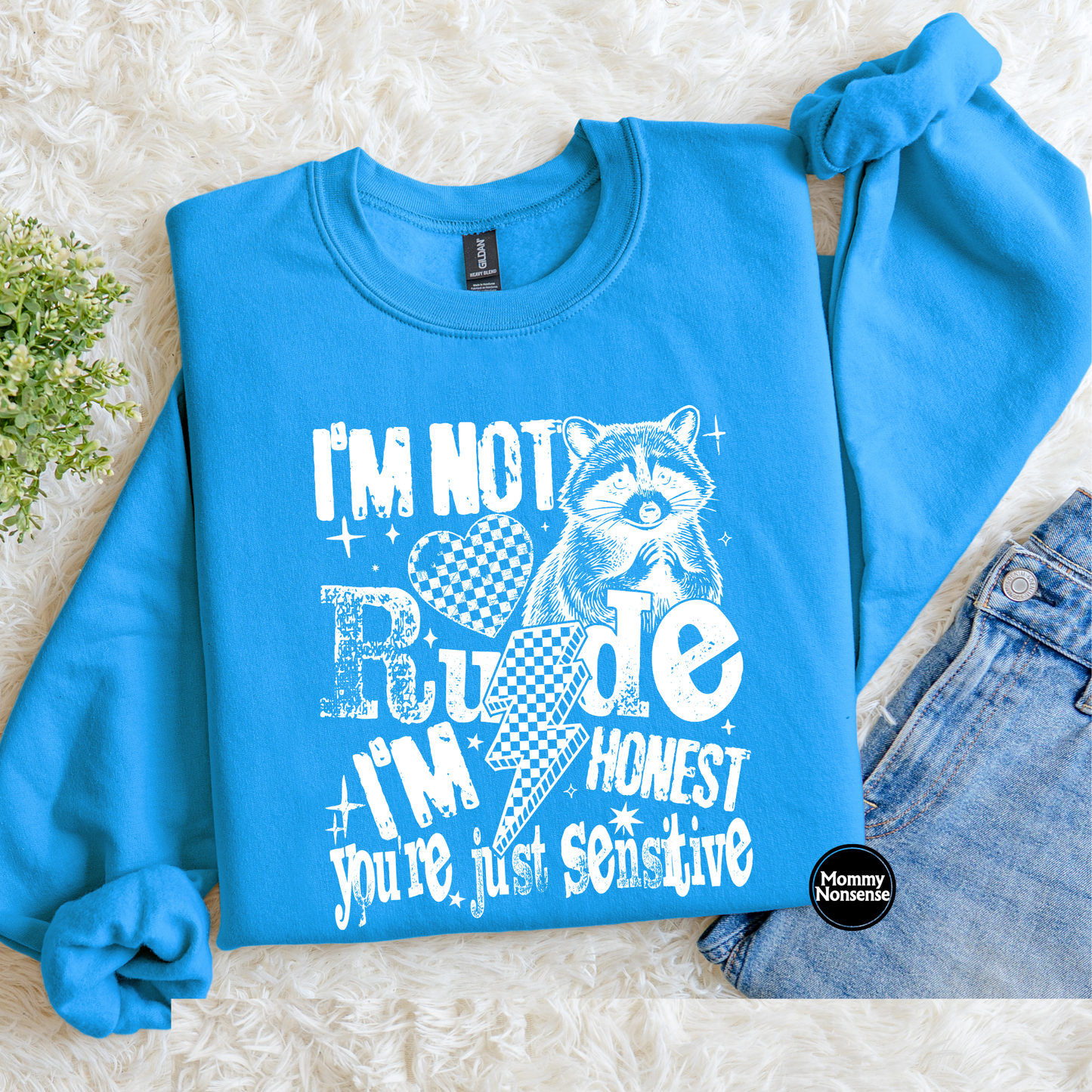 I'm Not Rude Raccoon (wht)- DTF TRANSFER (L493) DTF Transfer