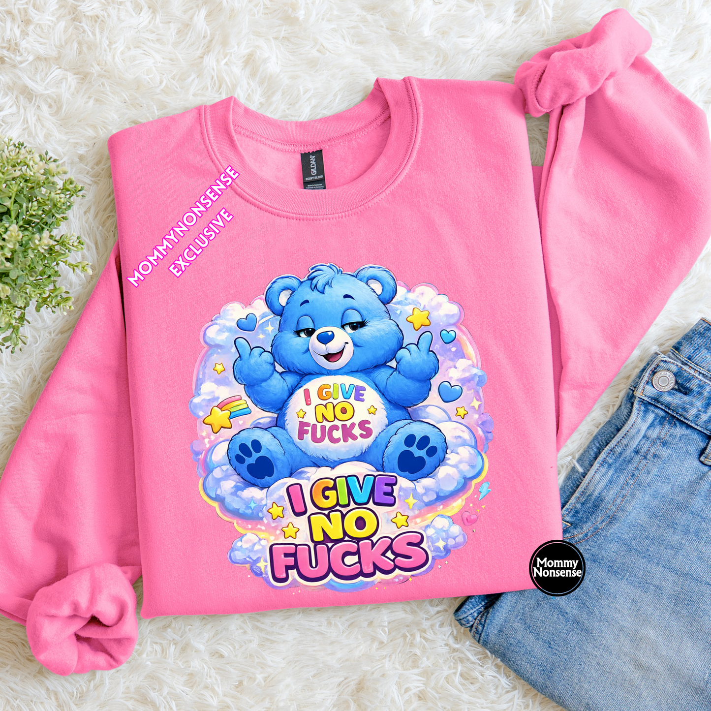 No Care Bear Blue- DTF TRANSFER (L405) DTF Transfer
