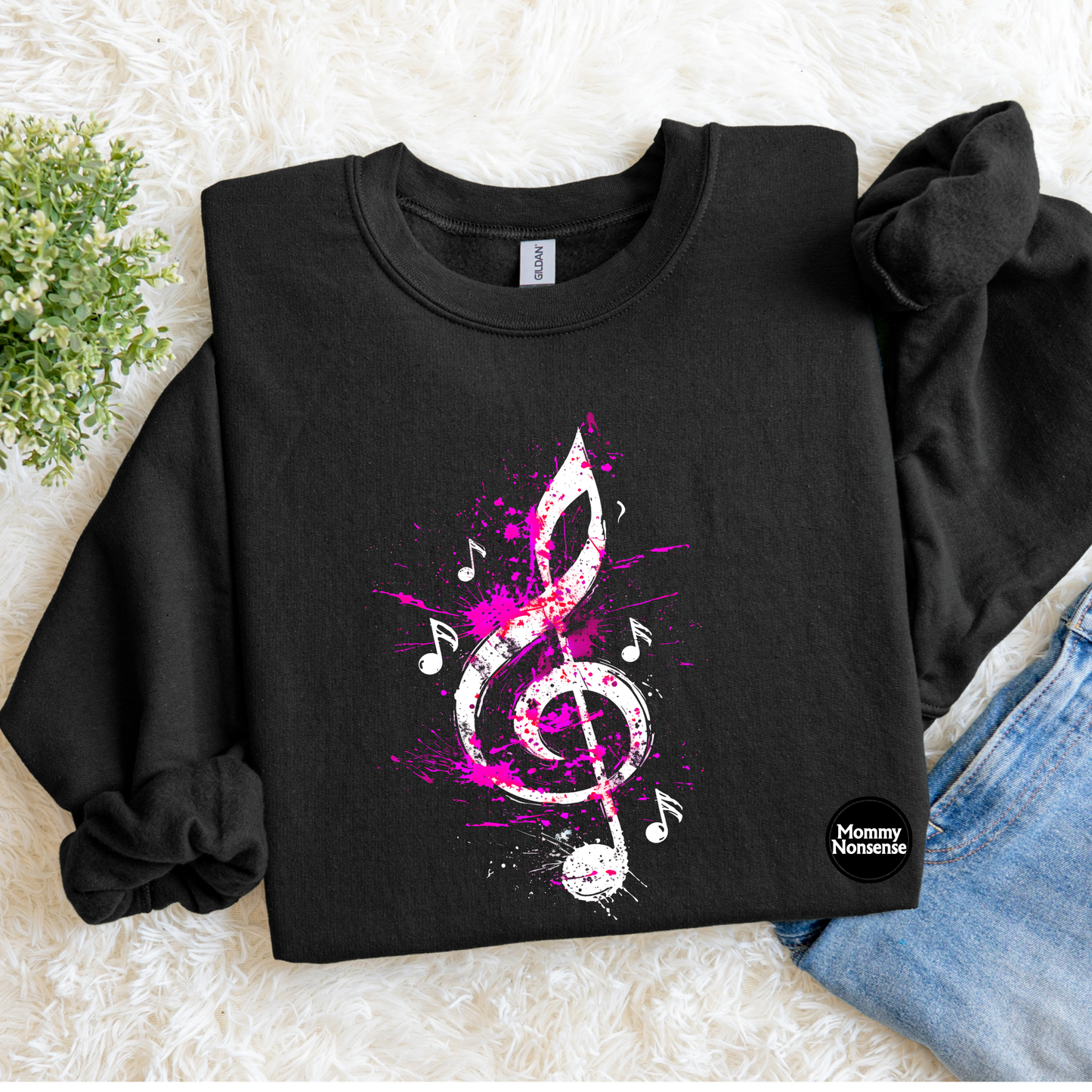 Pink paint splatter music note- DTF TRANSFER (K52) DTF Transfer