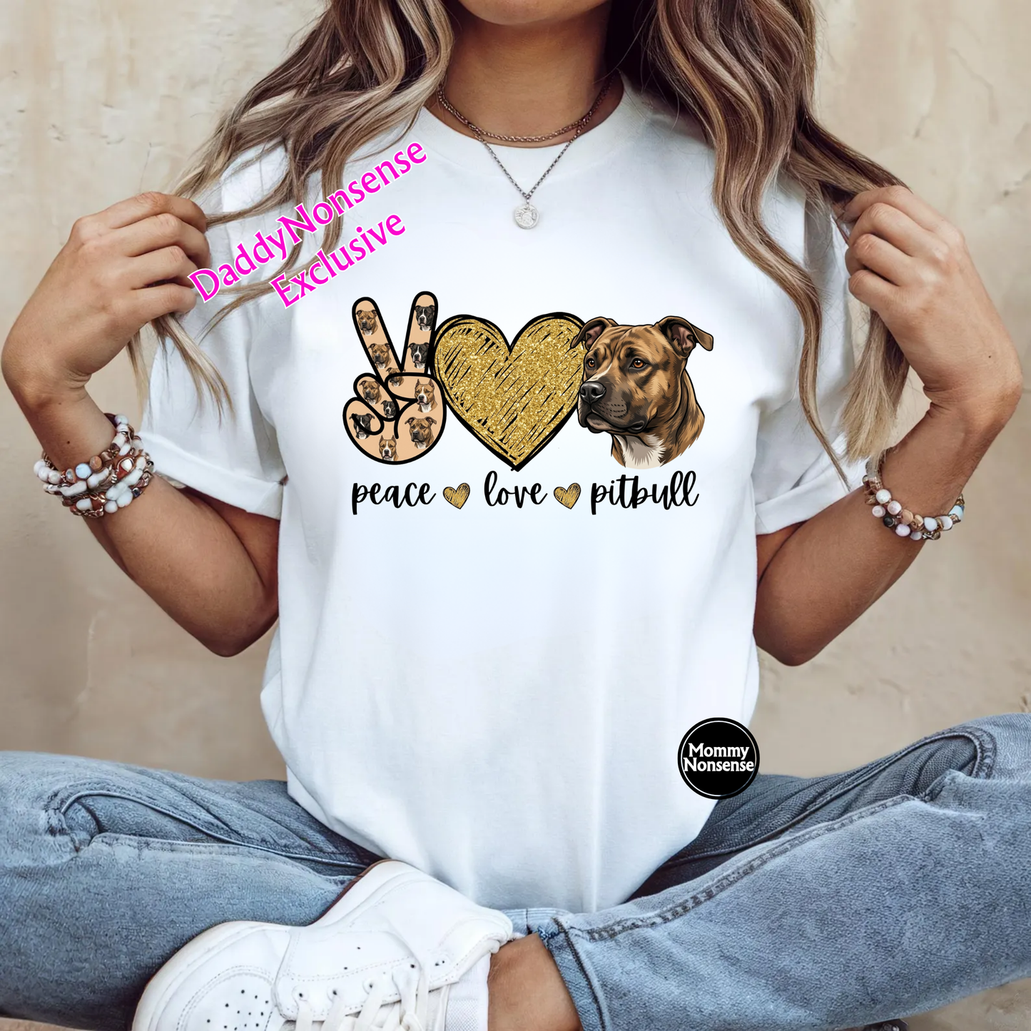 Peace Love pitbull - DTF TRANSFER (L788) DTF Transfer