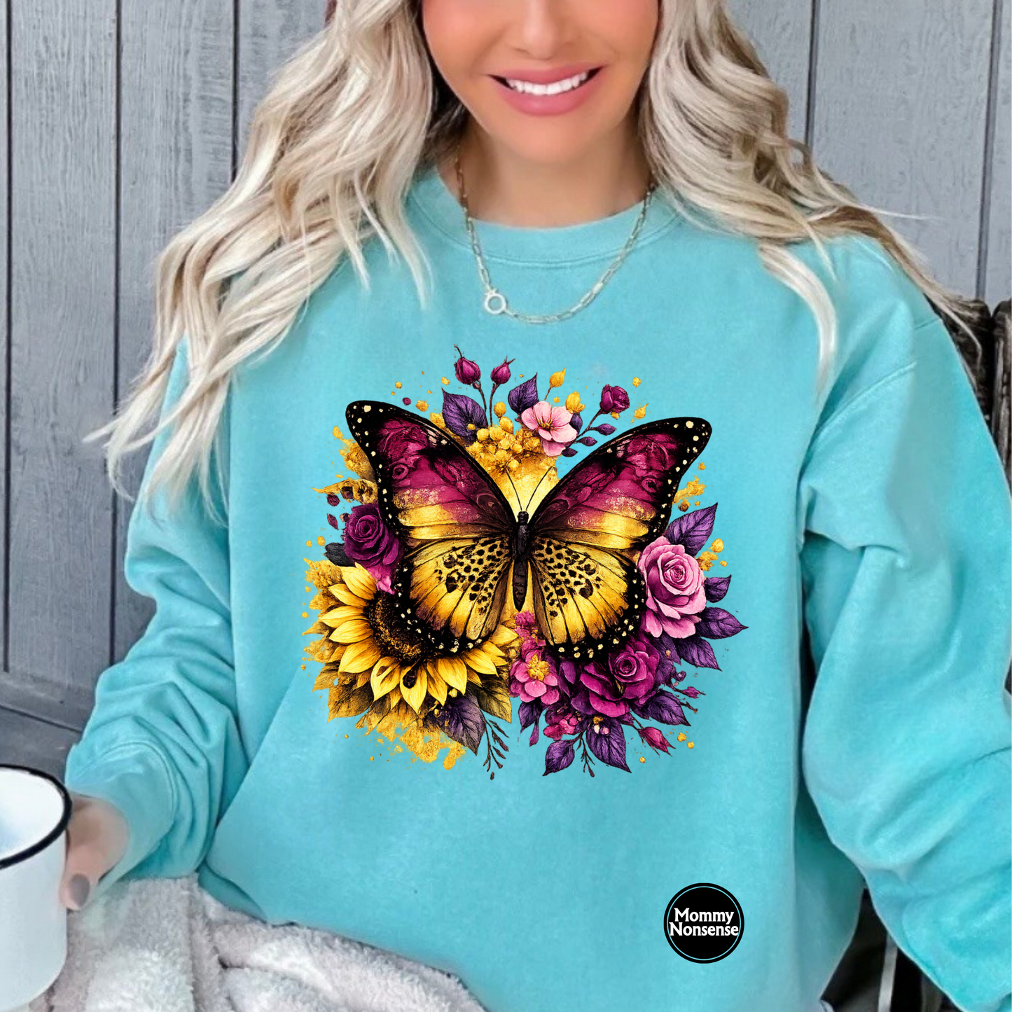 Purple Flower and Butterfly- DTF TRANSFER (L767) DTF Transfer