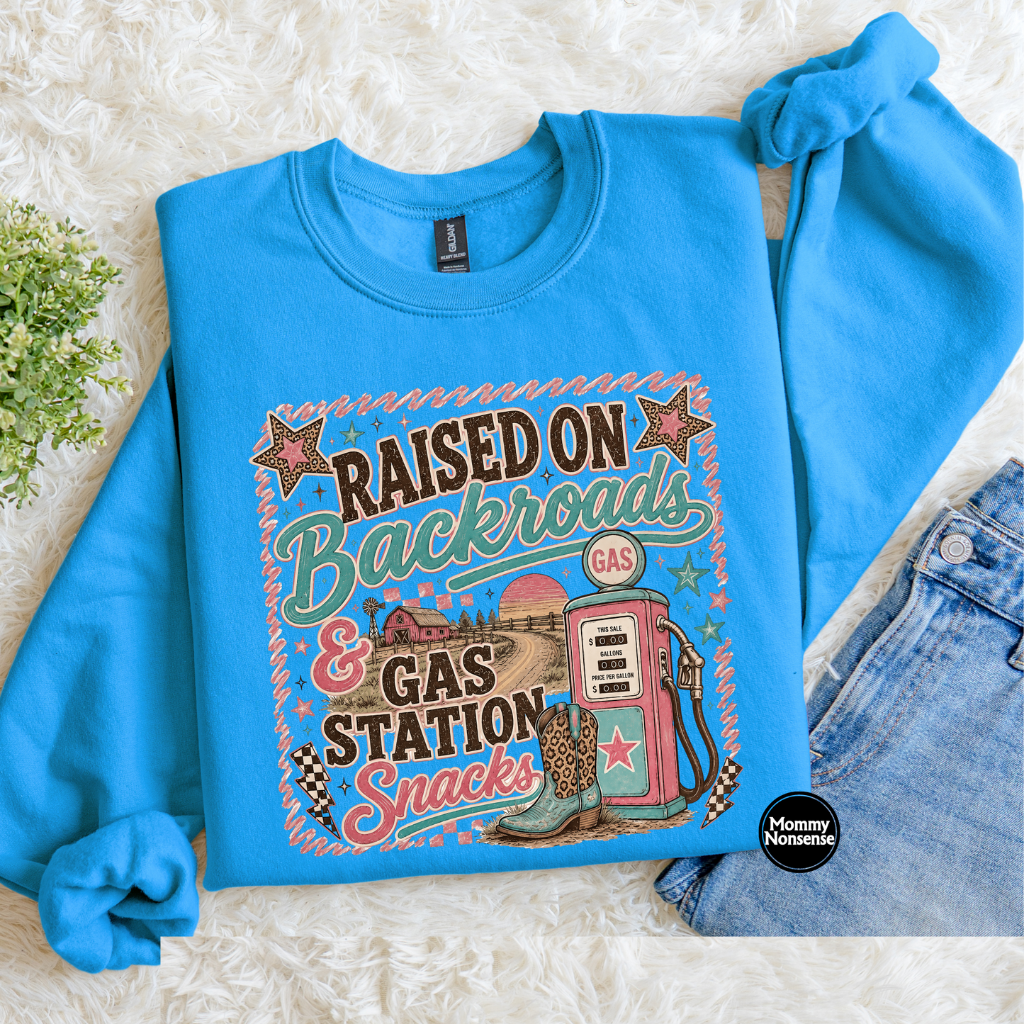 Raised On Back Roads and Gas station snacks- DTF TRANSFER (L727) DTF Transfer