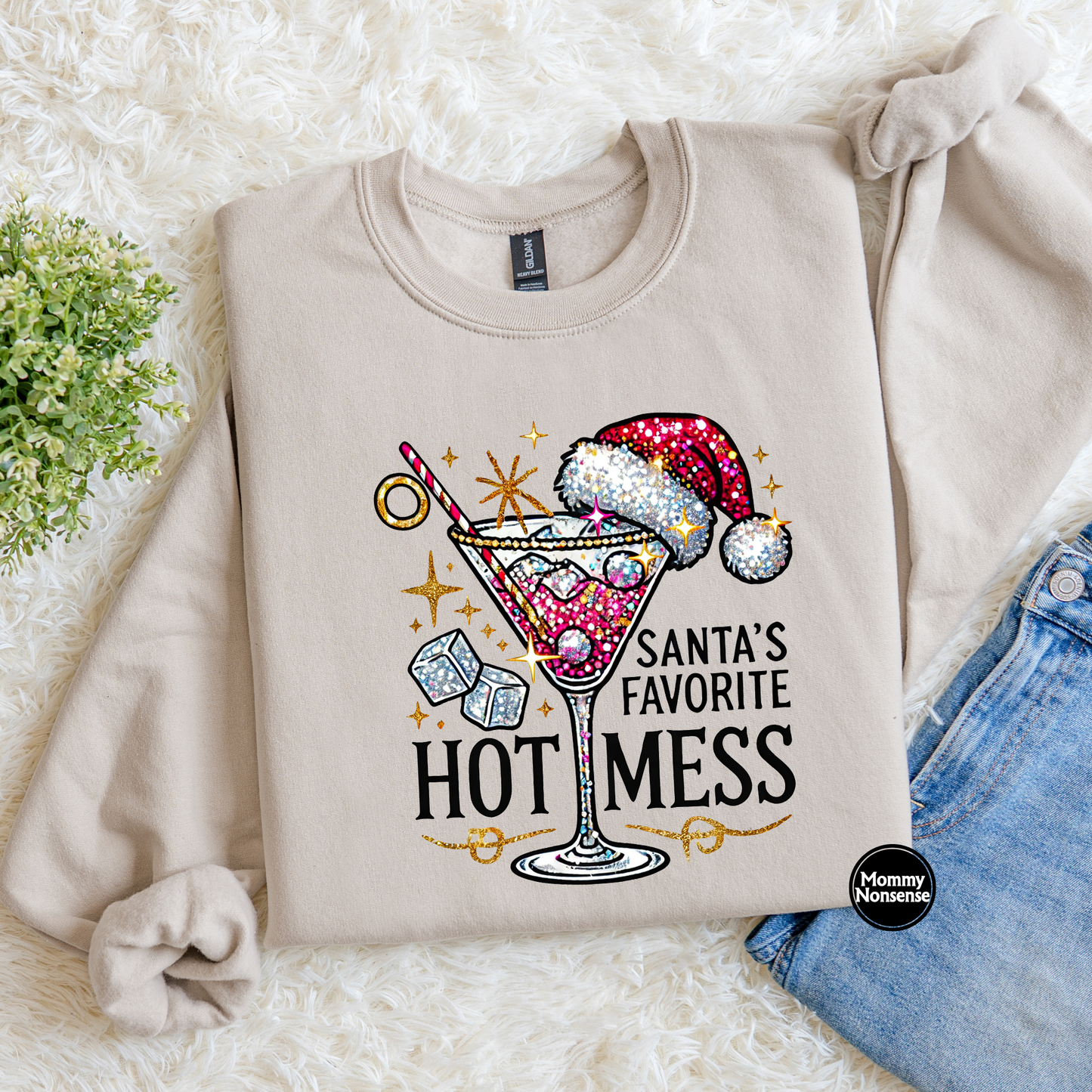 Santa's Favorite Hot Mess blk- DTF TRANSFER (K54) DTF Transfer