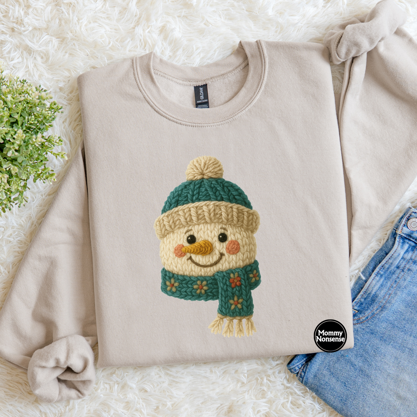 Crochet 3d look Snowman- DTF TRANSFER (K29) DTF Transfer