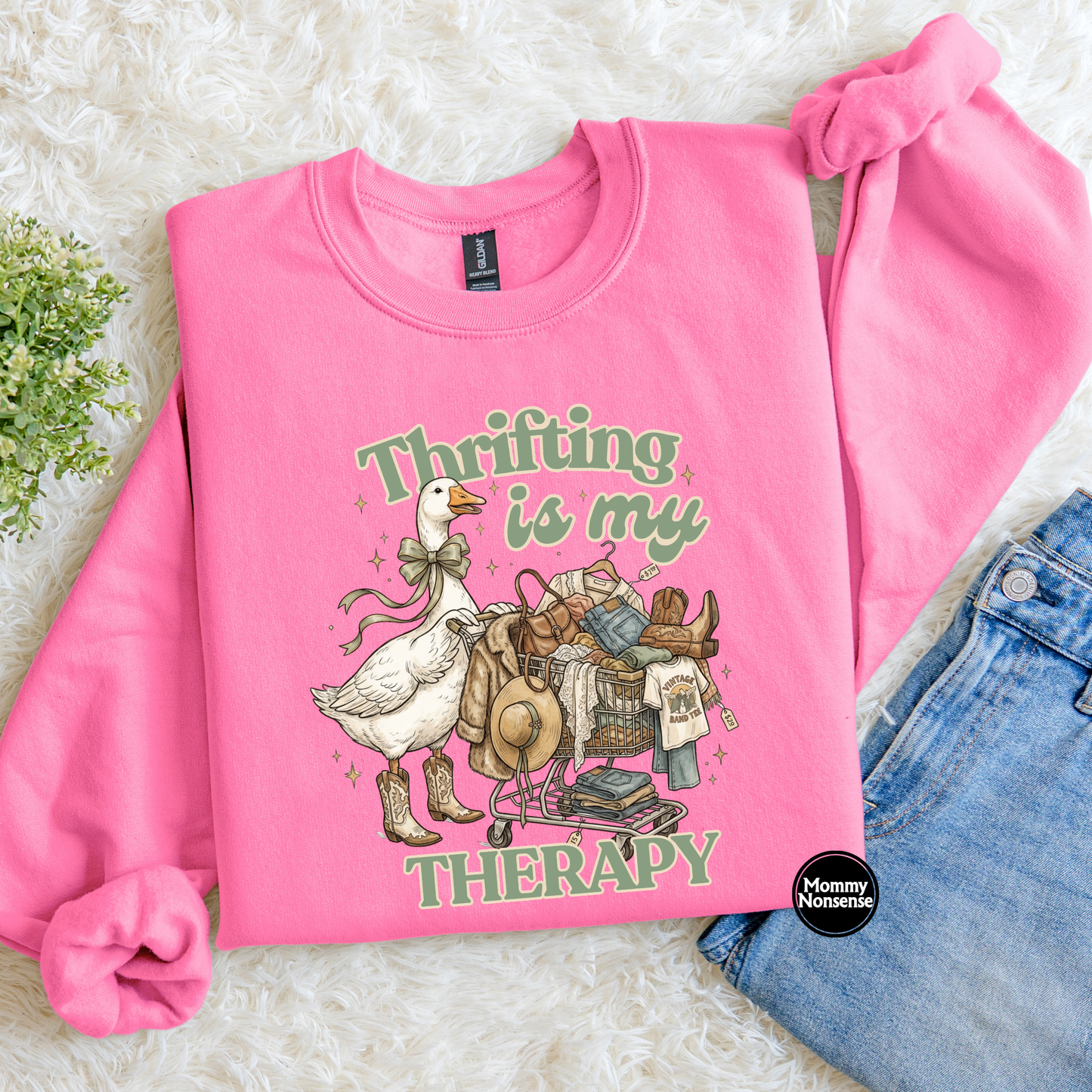 Thrifting is my Therapy goose- DTF TRANSFER (L695) DTF Transfer