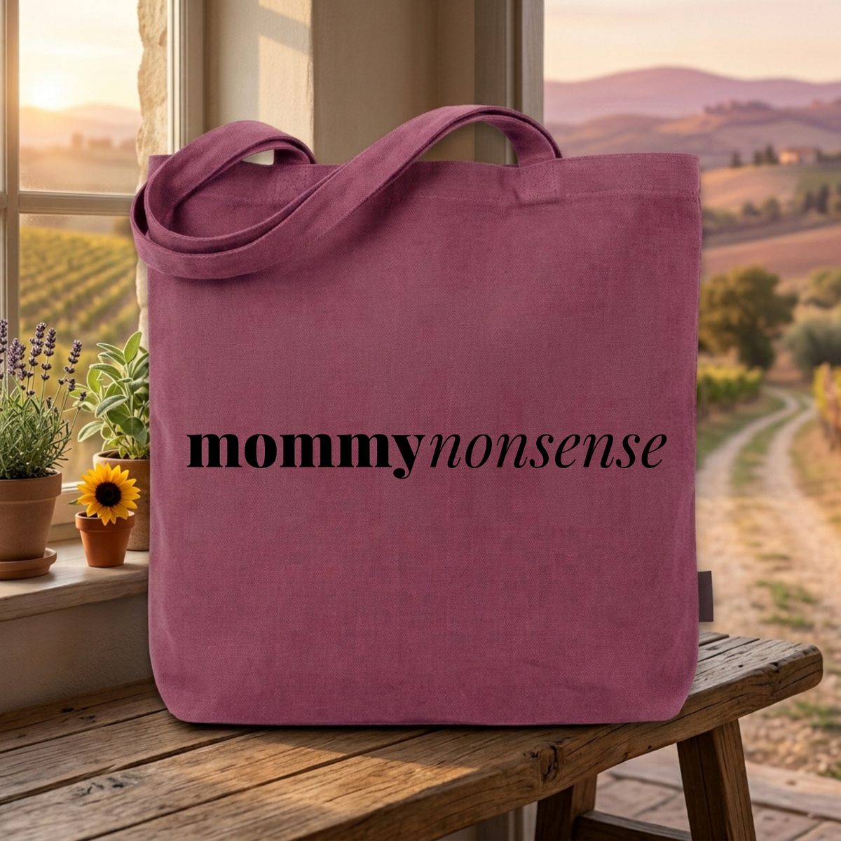 Wine colored tote bag mockup