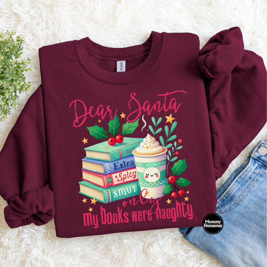 Dear Santa Only My Books Were Naughty (red font)- DTF TRANSFER (L45) DTF Transfer