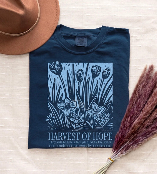 Harvest of Hope (light blue ink) - screen print transfer (L7) HOT PEEL
