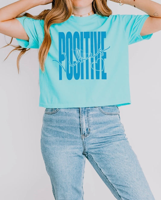 Positive Vibes Columbia blue ink - screen print transfer (M1) HOT PEEL