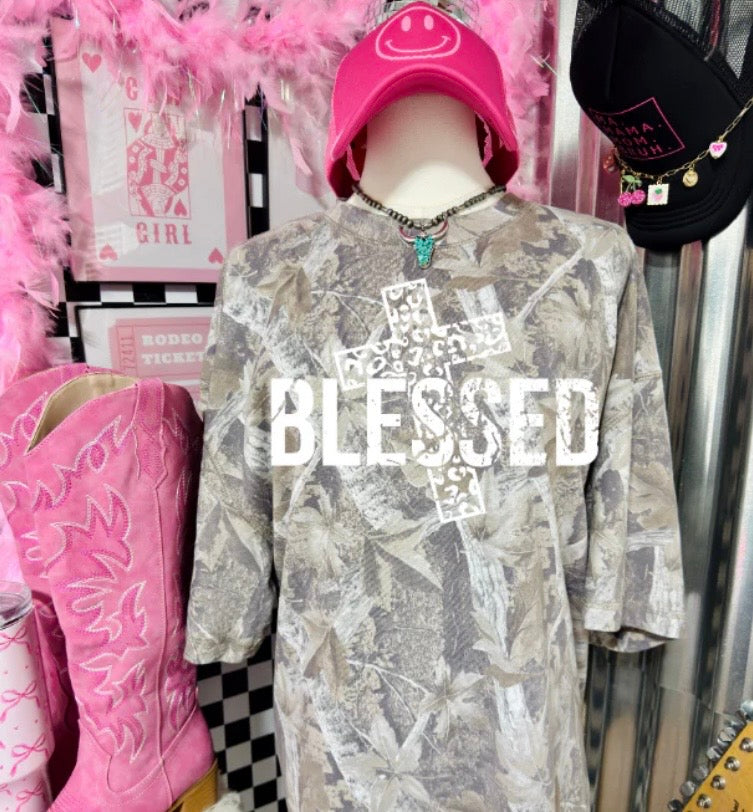 Blessed Cheetah Print Cross- screen print transfer (N1) HOT PEEL