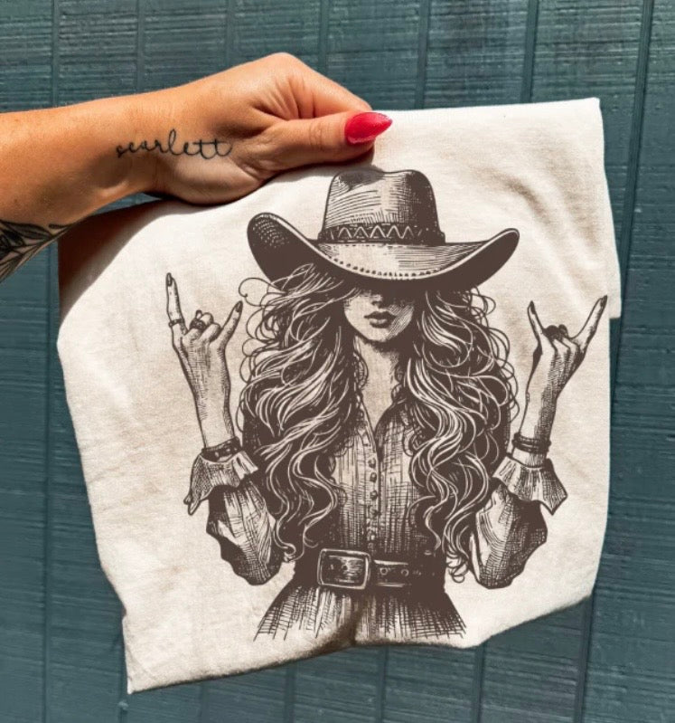 Western Girl- screen print transfer (S4) HOT PEEL