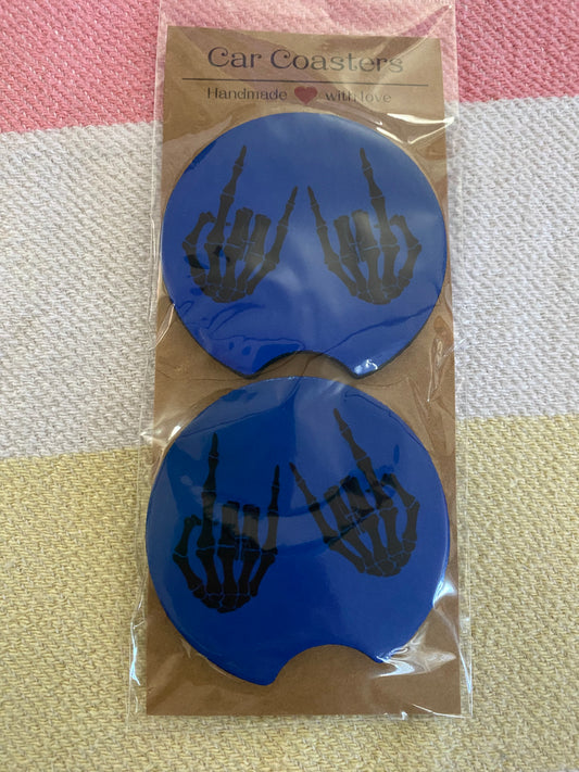Rocker Skully hands- Neoprene Car Coasters