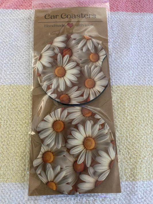 Daisies - Neoprene Car Coasters