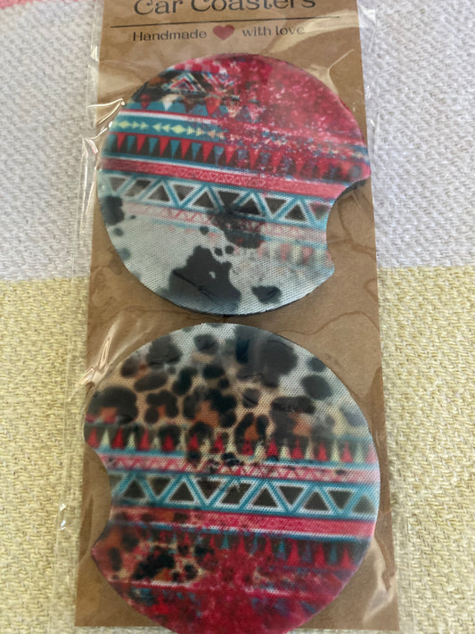 Aztec Animal Print - Neoprene Car Coasters