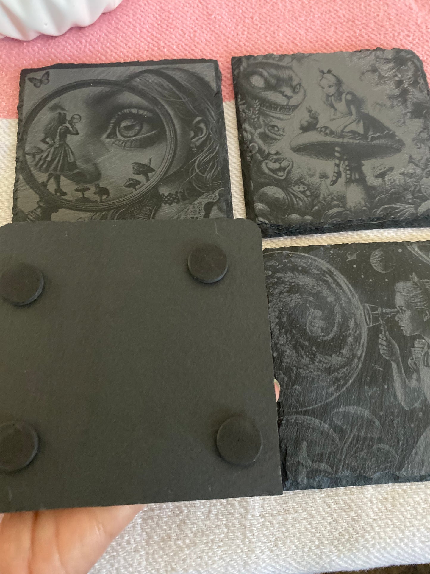 Alice In W Slate Rock Coasters Set of 4