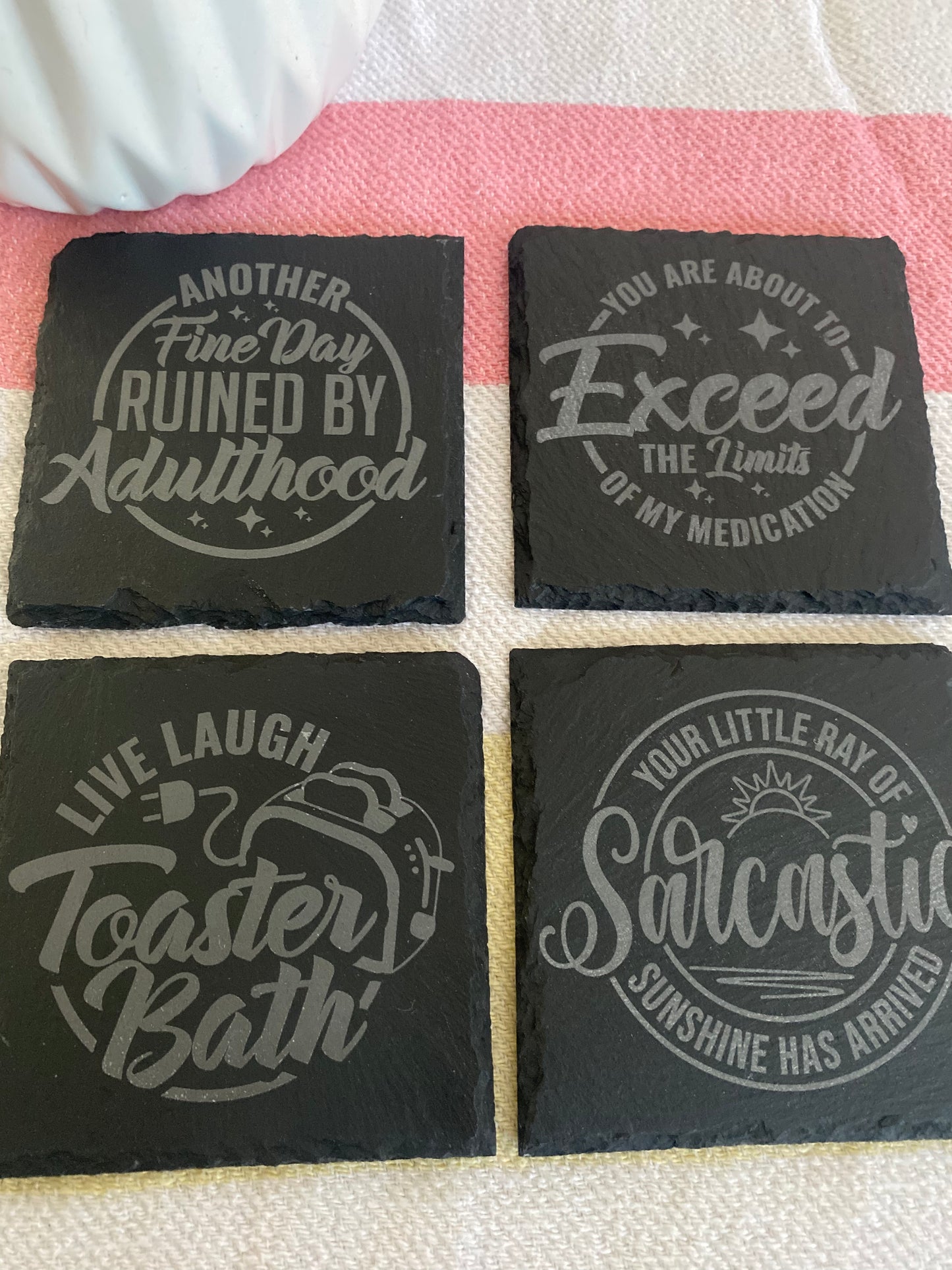 Circle Sarcasm Bundle 1- Slate Rock Coasters Set of 4