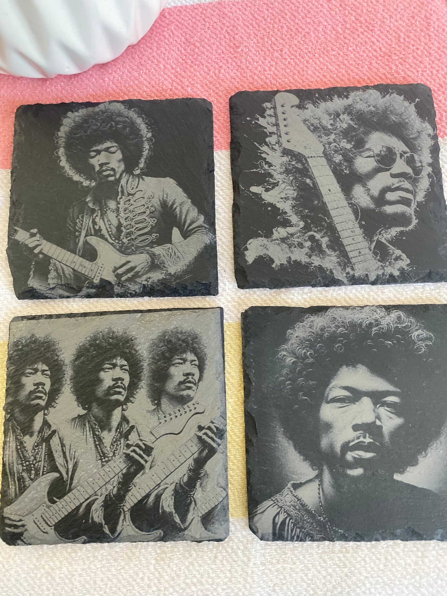 Jimi Hendrix Slate Rock Coasters Set of 4