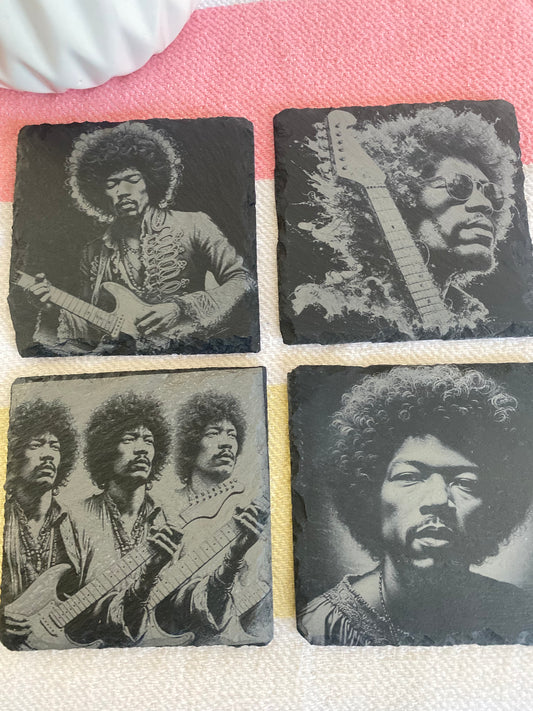 Jimi Hendrix Slate Rock Coasters Set of 4