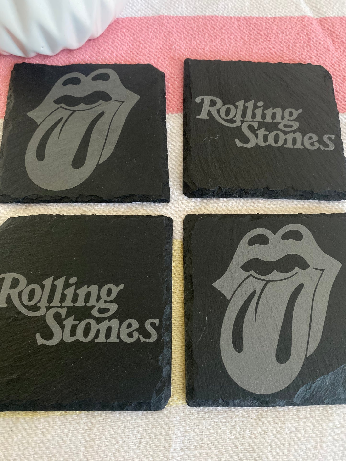 Rolling Stones Slate Rock Coasters Set of 4