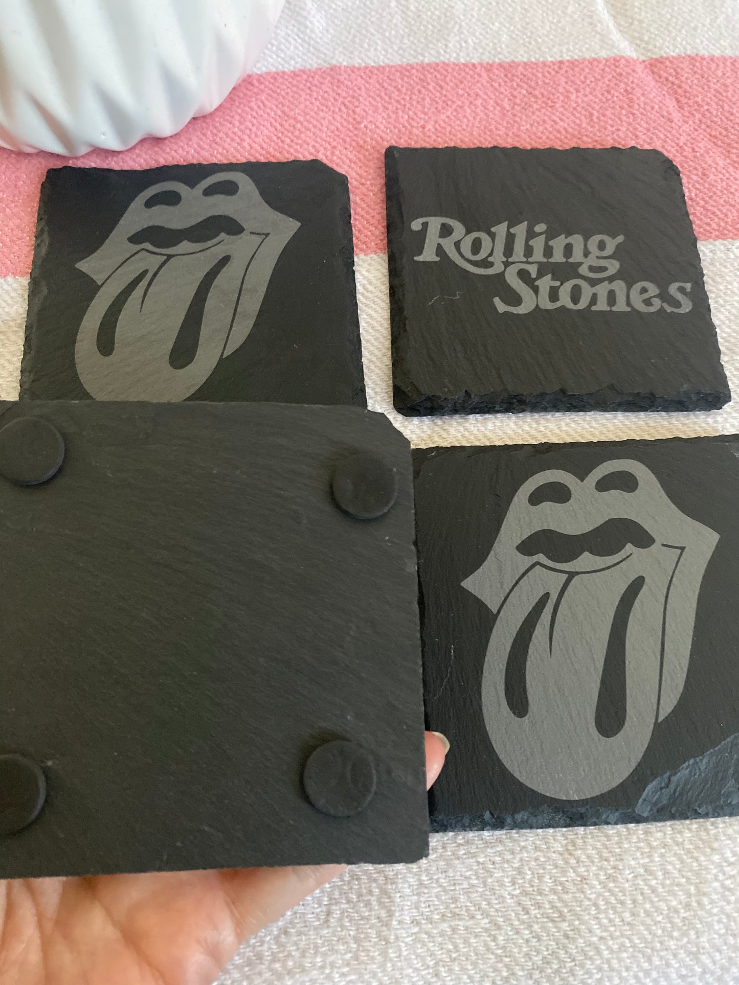 Rolling Stones Slate Rock Coasters Set of 4