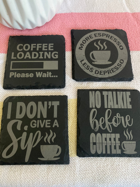 Coffee Sarcasm Bundle 1- Slate Rock Coasters Set of 4