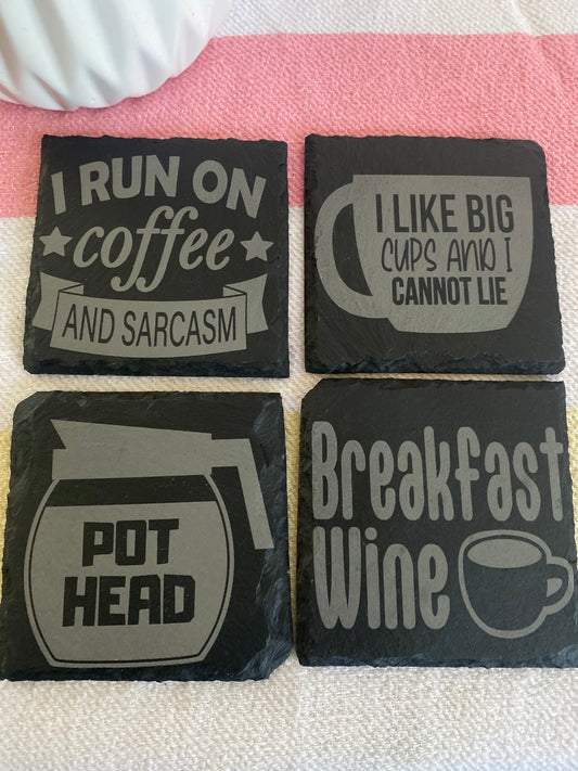 Coffee Sarcasm Bundle 2- Slate Rock Coasters Set of 4