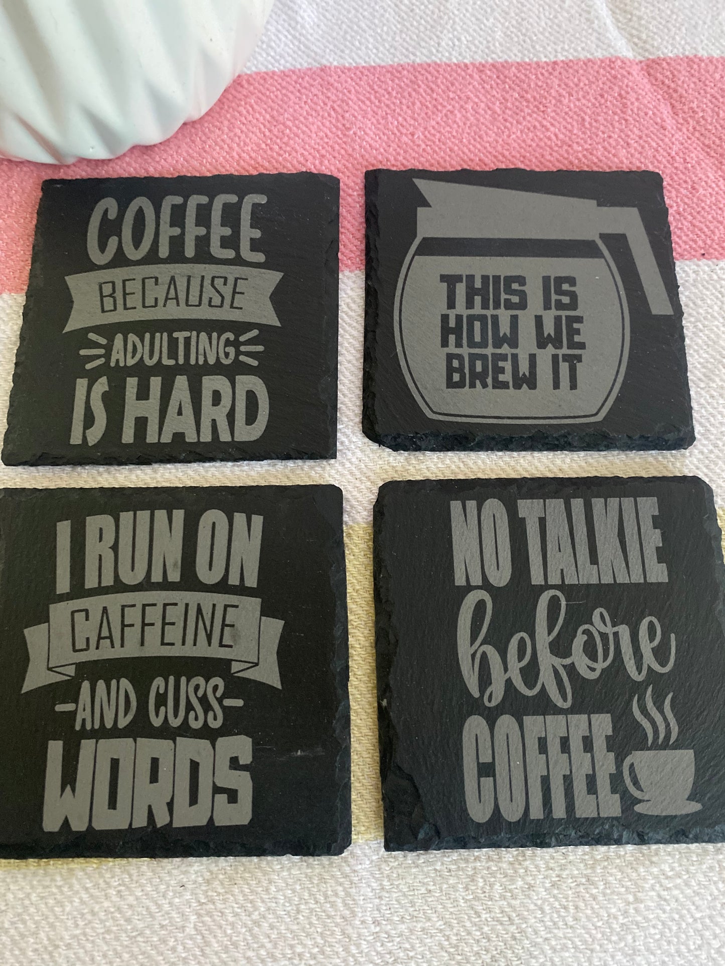 Coffee Sarcasm Bundle 3- Slate Rock Coasters Set of 4