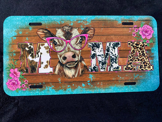 MAMA with cute cow -Sublimated License Plate
