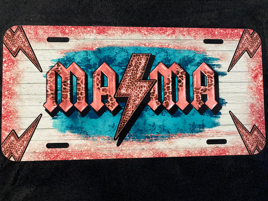 MAMA rocker style with lightning bolts -Sublimated License Plate