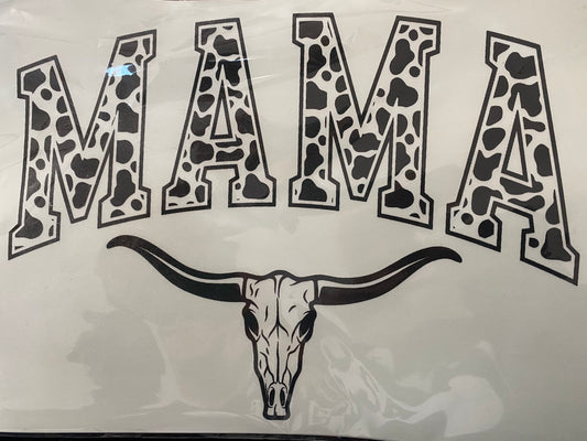 Western Skull MAMA screen print transfer (C2) HOT PEEL